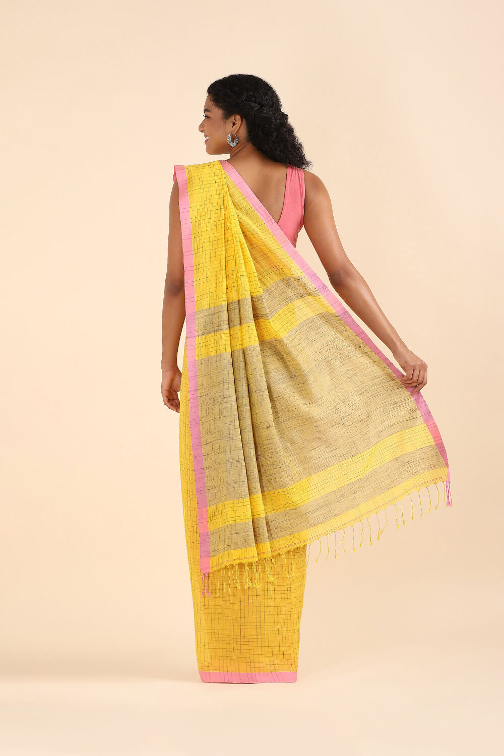 Yellow Pure Cotton Bengal Saree image number null