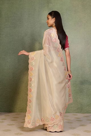 Off White Gota Patti Emroidery Viscose Tissue Saree thumbnail image number null