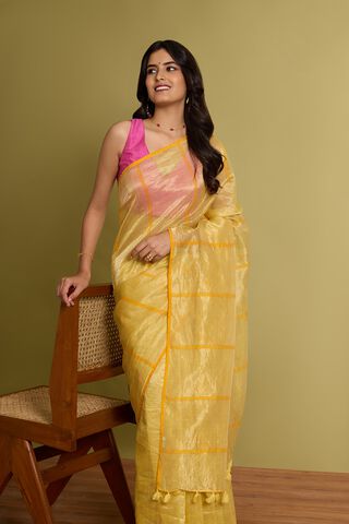 Yellow Pure Silk Cotton Embroidered Saree thumbnail image number null