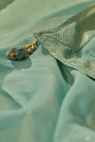 Light Blue Viscose Organza Woven Saree thumbnail image number null