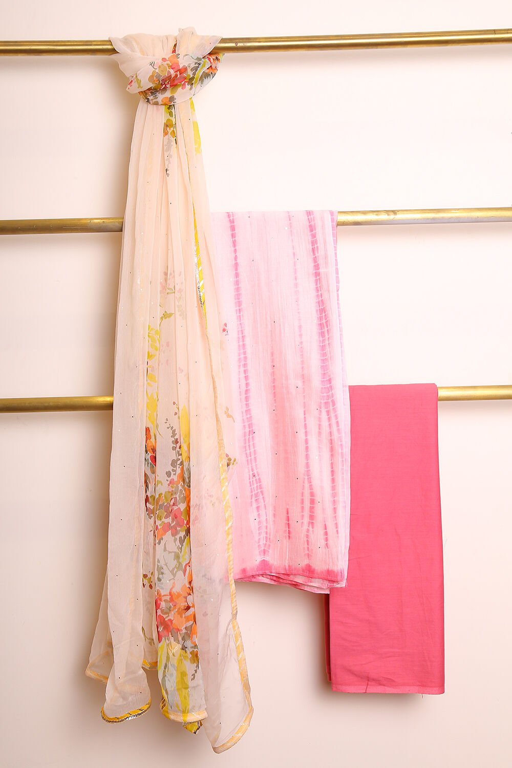 Pink Pure Silk Cotton Suit Set image number null