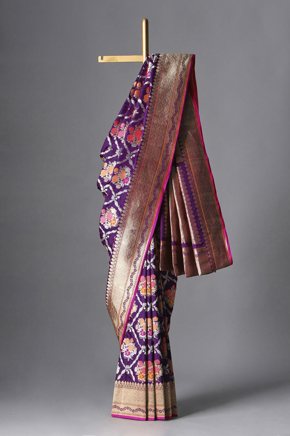 Violet Pure Silk Banarasi Saree image number null