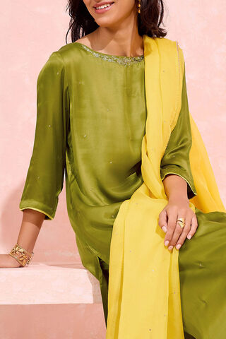 Green Viscose Embroidered Kurta Set thumbnail image number null