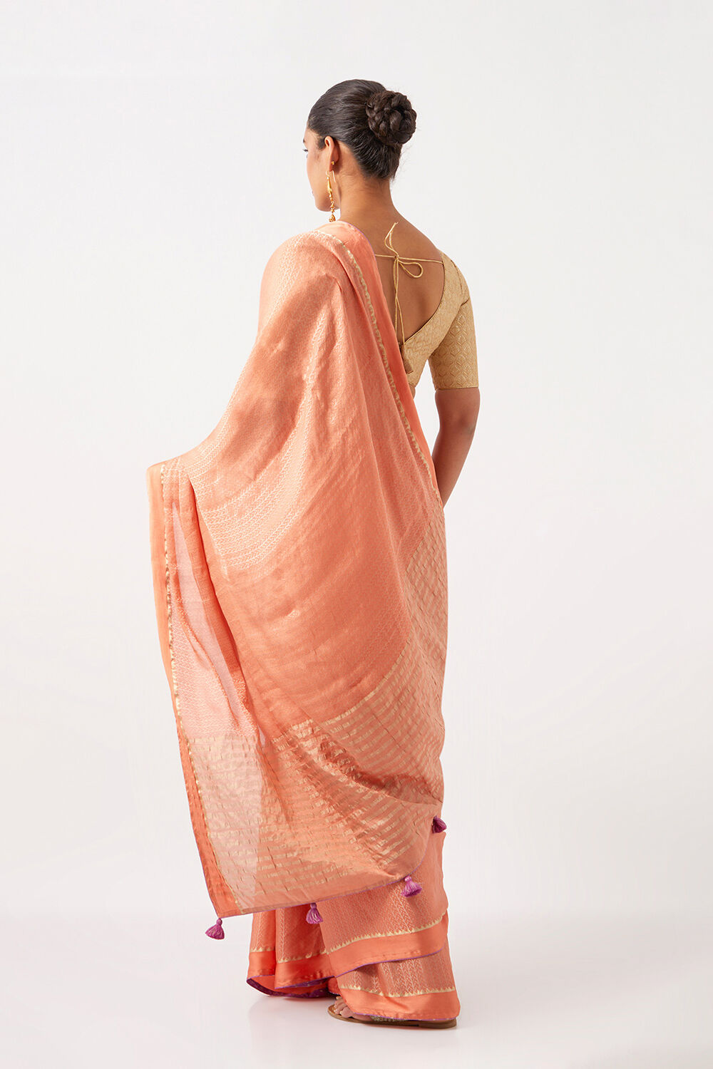 Light Pink Pure Crepe Woven Saree image number null