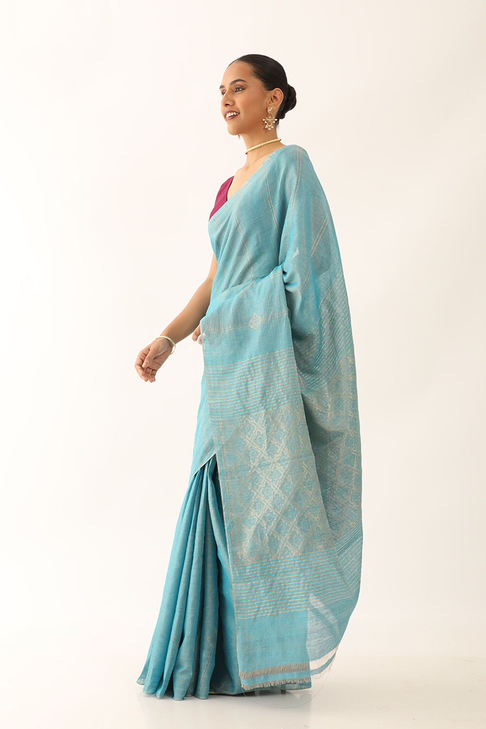 Light Blue Chattisgarh Pure Silk Tissue Woven Saree image number null