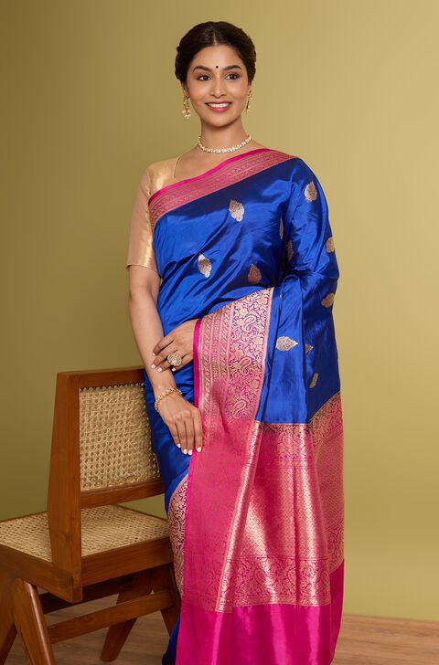 Blue Pure Silk Kadwa Banarasi Saree