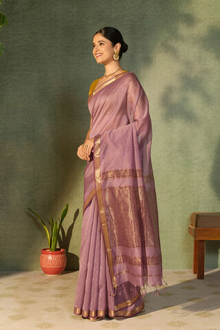 Purple Woven Pure Silk Cotton Maheshwari Saree thumbnail image number null