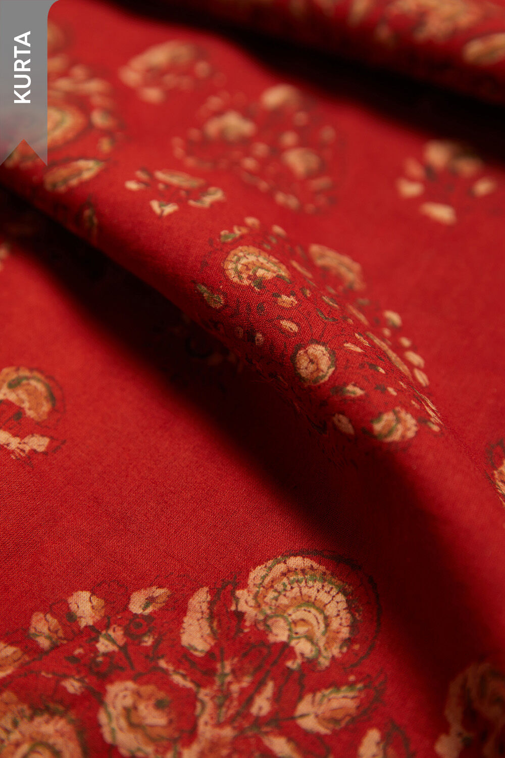 Red Bagru Block Printed Pure Cotton Unstitched Suit Set image number null