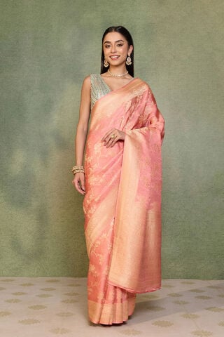 Light Pink   Woven Viscose Tissue Saree thumbnail image number null