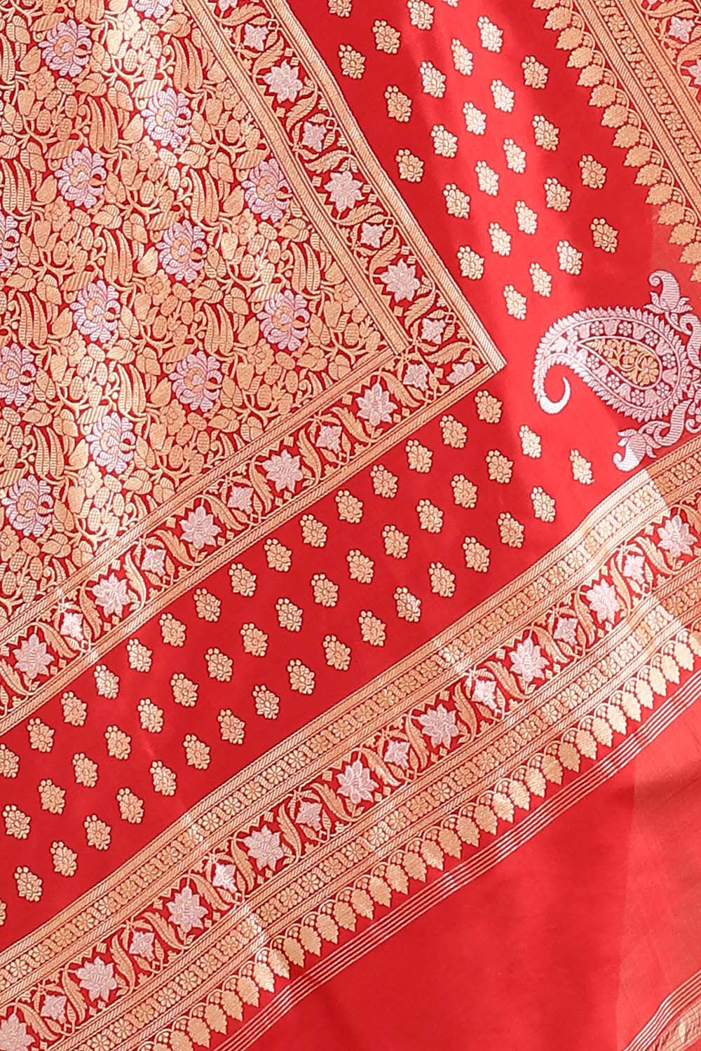 Red Pure Silk Banarasi Saree image number null