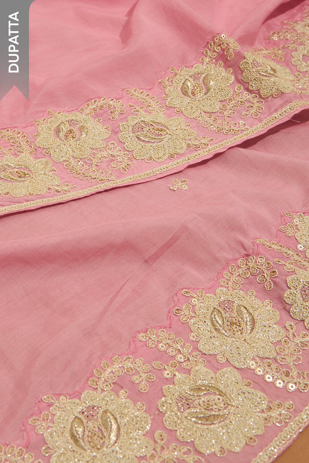 Pink Viscose Embroidered Unstitched Suit Set image number null