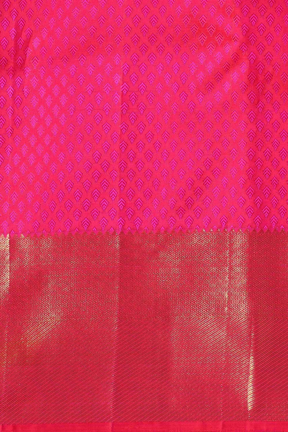 Flamingo Pink Pure Silk Kanjivaram Saree image number null