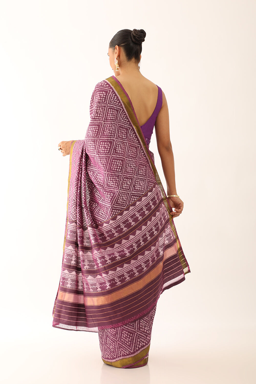 Purple Pure Silk Ikat Patola Saree image number null