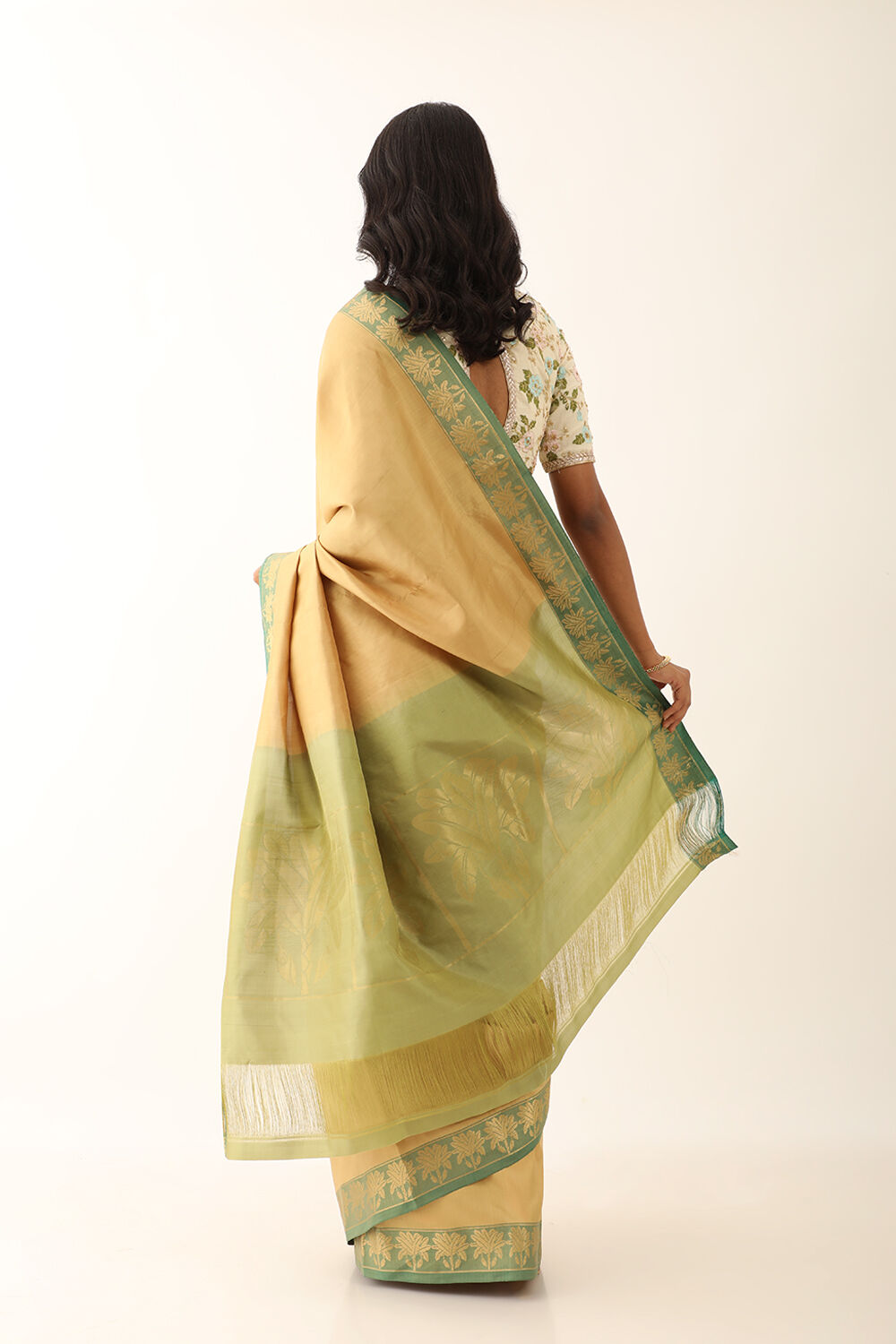 Beige Woven Pure Soft Silk Saree image number null
