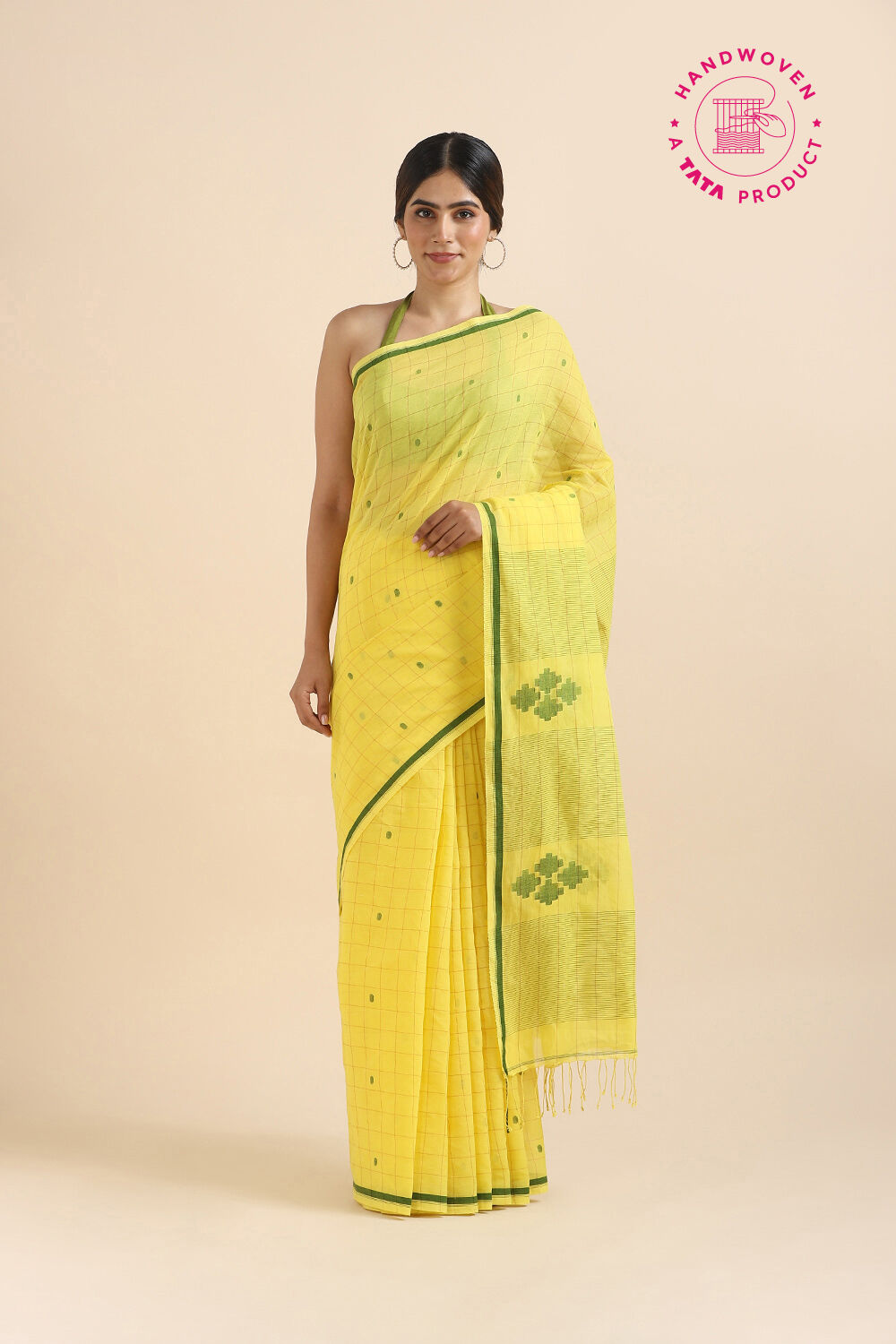 Yellow Pure Cotton Jamdani Saree image number null
