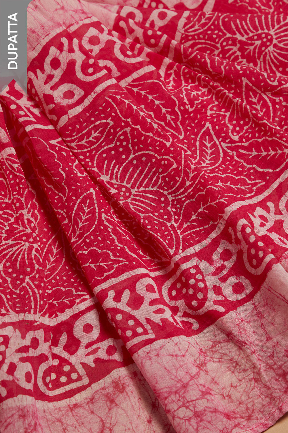 Pink Batik Pure Cotton Unstitched Suit Set image number null