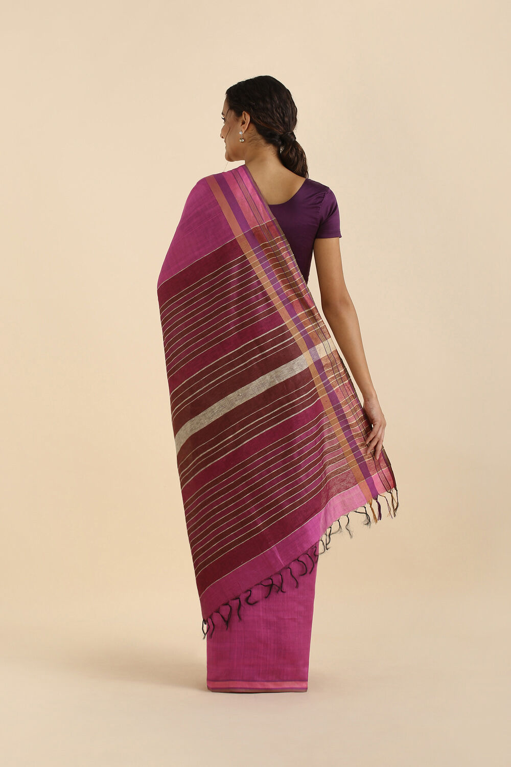 Pink Pure Silk Viscose Bhagalpuri Saree image number null