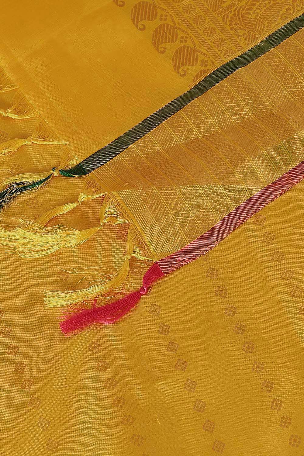 Yellow Pure Silk Kanjivaram Saree image number null