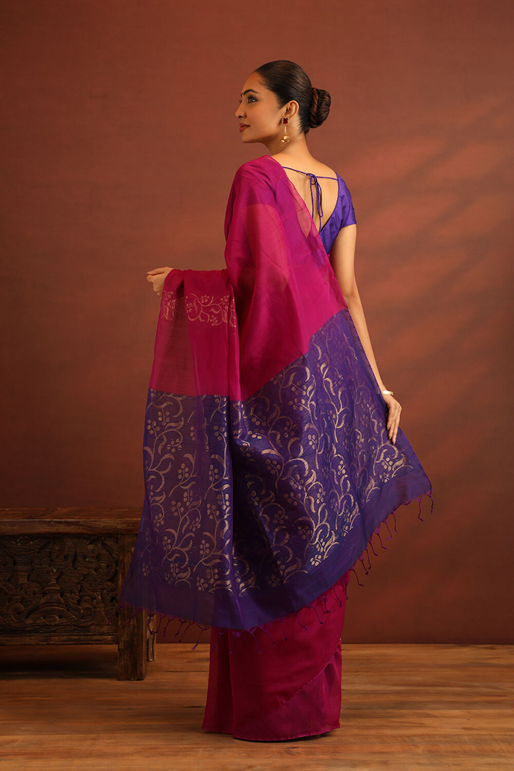 Dark Pink South Pure Silk Cotton Woven Saree image number null