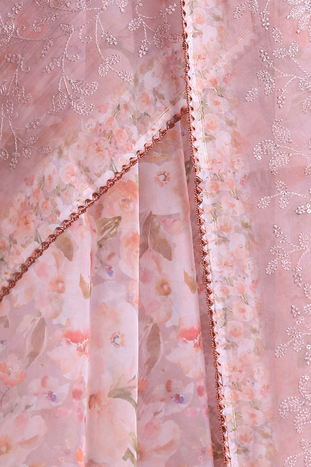 Light Pure Pink Embroidered Saree image number null