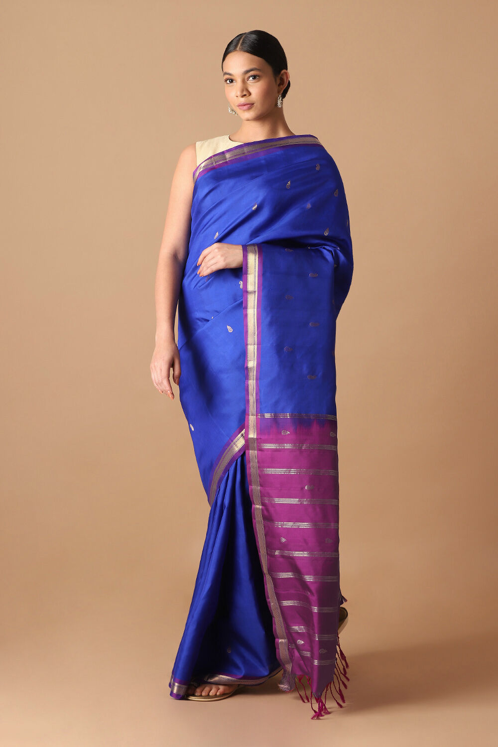 Blue Pure Silk Kanjivaram inspired Saree image number null