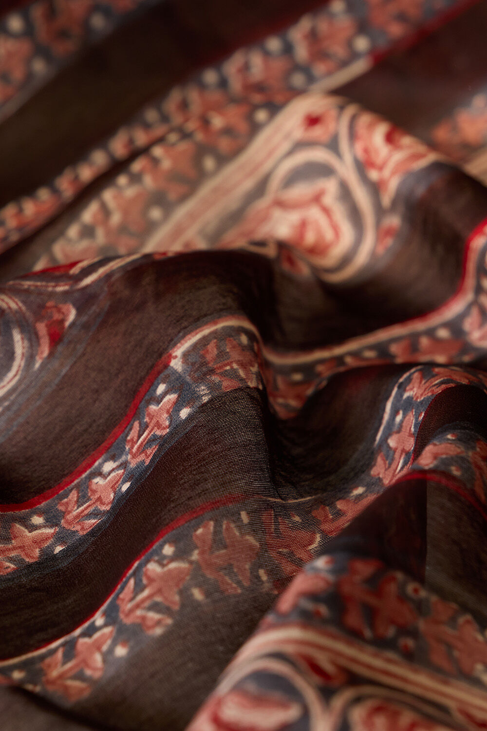 Dark Blue Rajasthan Pure Silk Cotton Printed Sanganeri Saree image number null