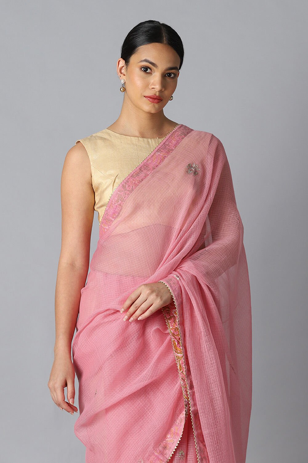 Light Pink Pure Kota Gota Patthi Saree image number null