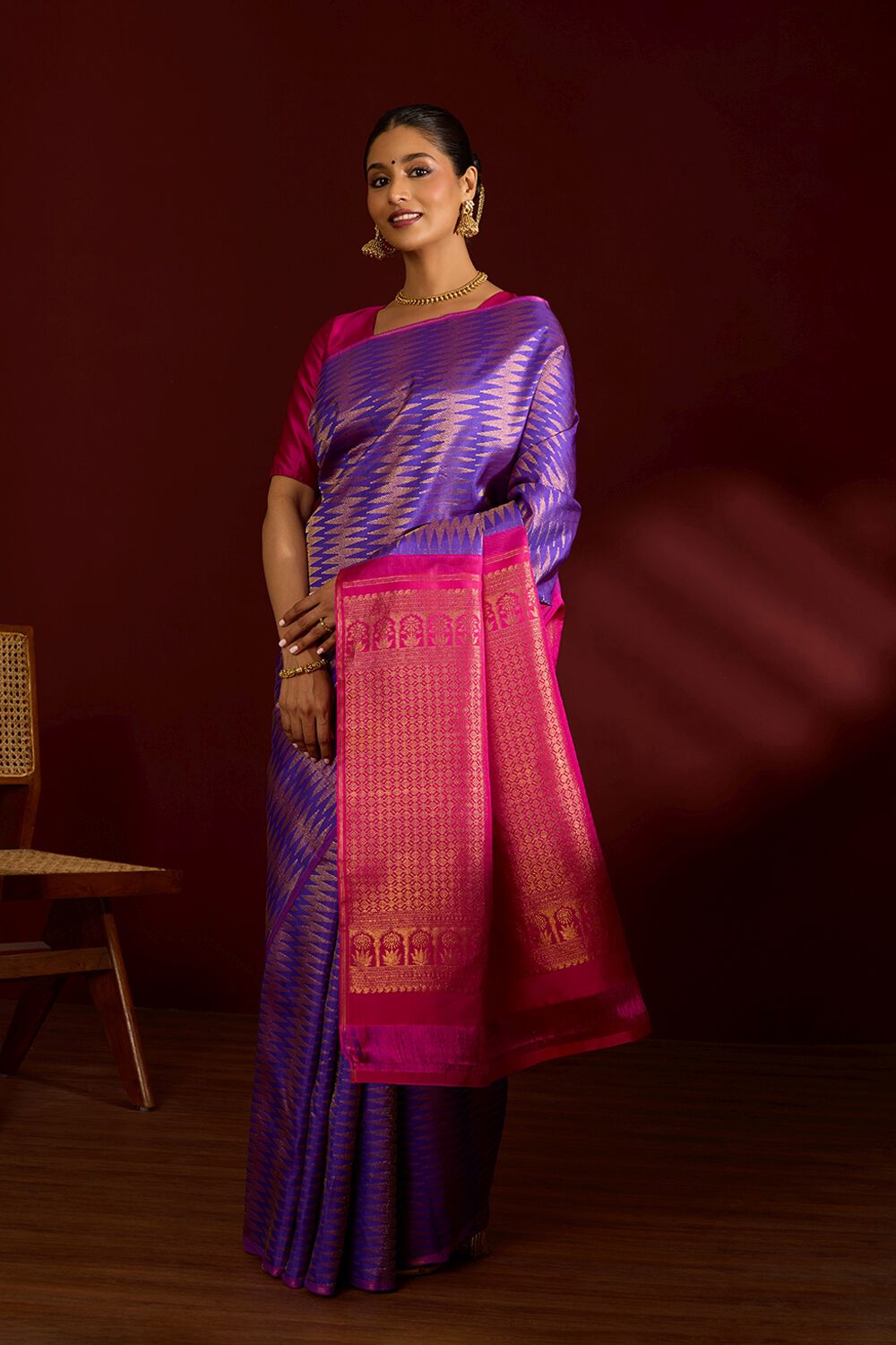 Purple Pure Silk Woven Kanjivaram Saree image number null