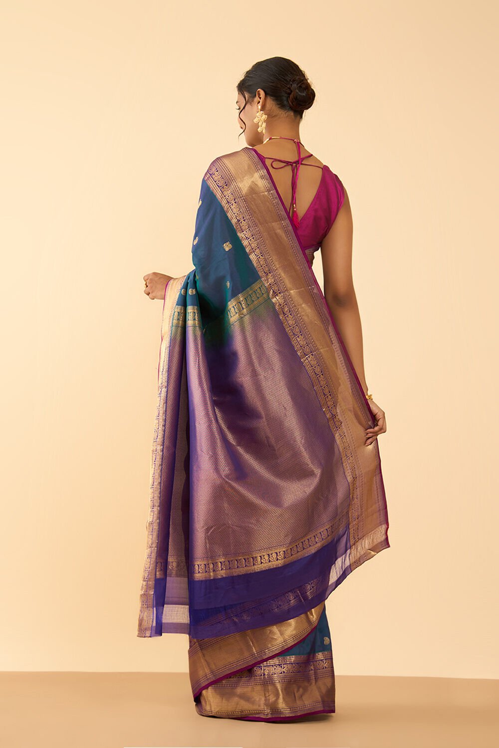 Blue Woven Silk Viscose Saree image number null