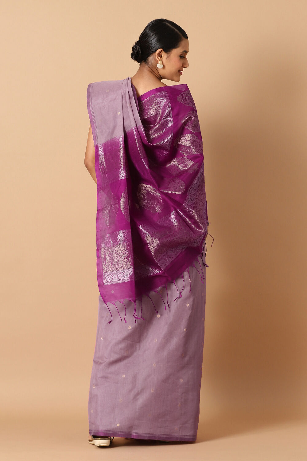 Light Violet Pure Silk Cotton South Saree image number null