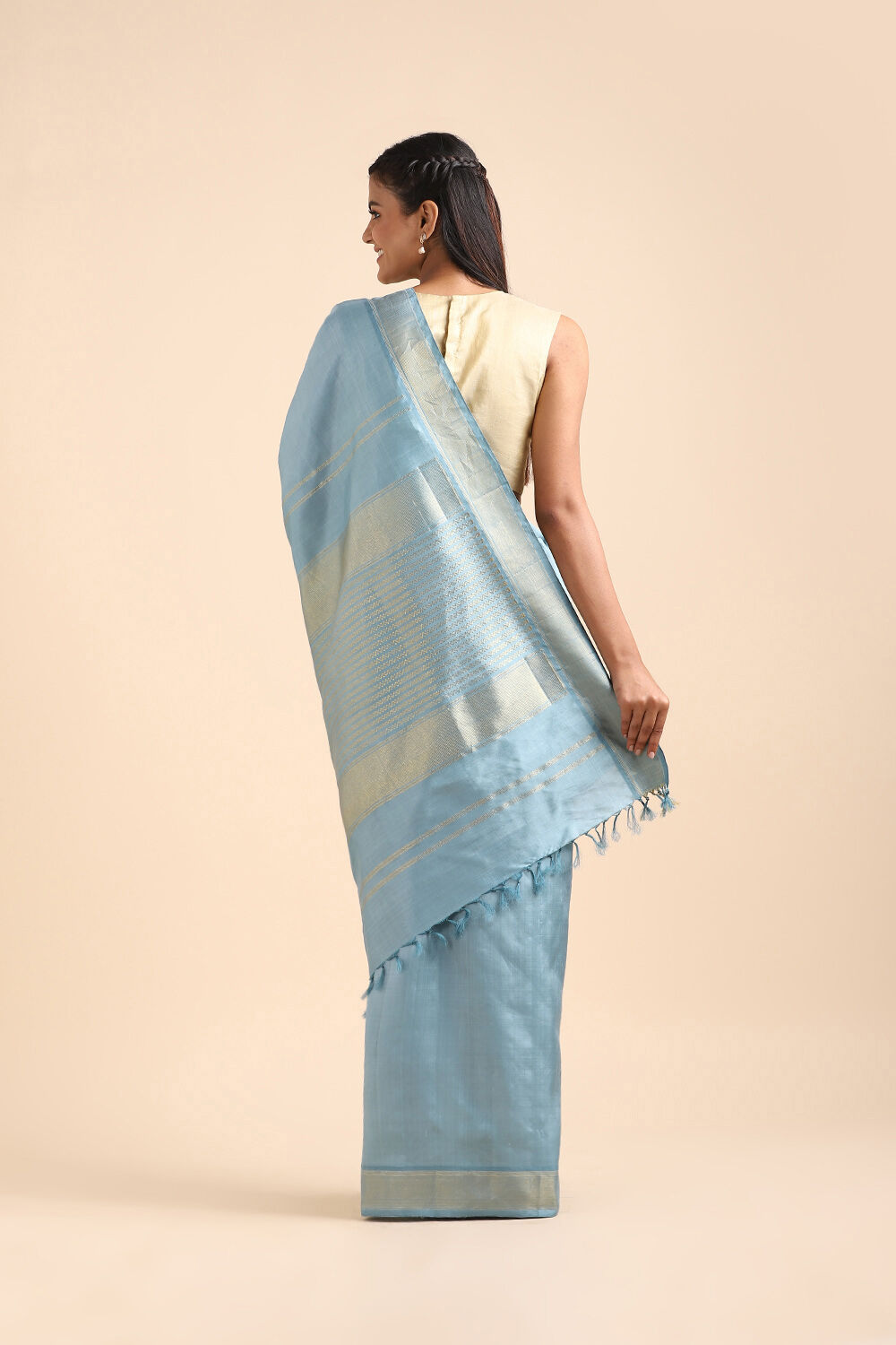 Blue Pure Silk Kanjivaram Saree image number null