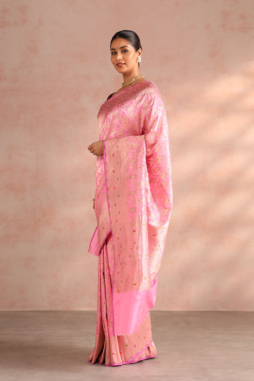 Pink Pure Silk Woven Banarasi Saree image number null