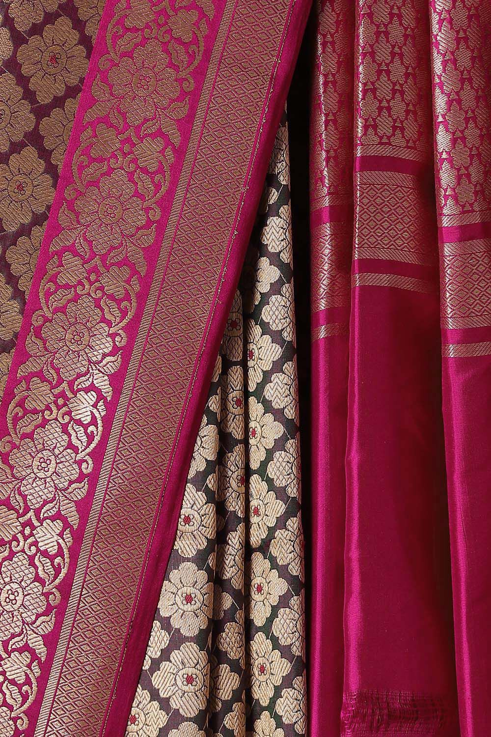 Purple Pure Silk Banarasi Brocade Saree image number null