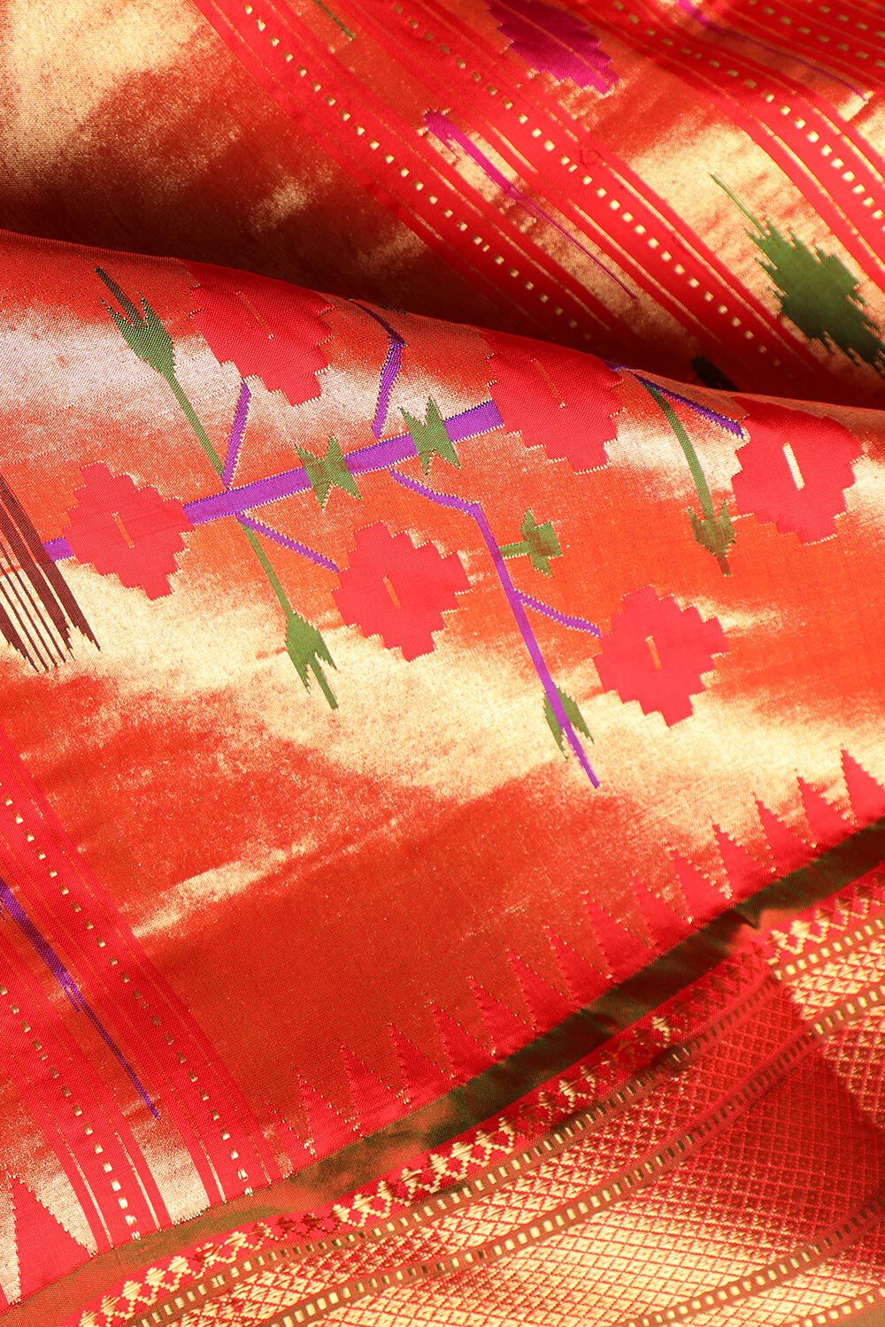 Red Pure Silk Paithani Saree image number null