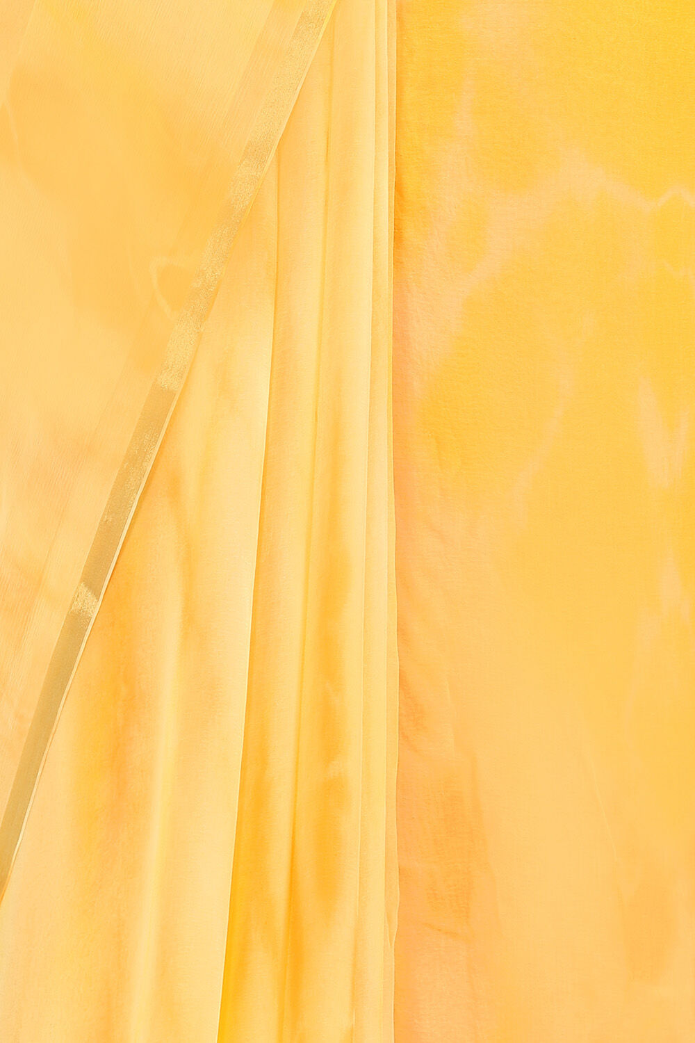 Yellow Viscose Pure Chiffon Tie and Dye Saree image number null