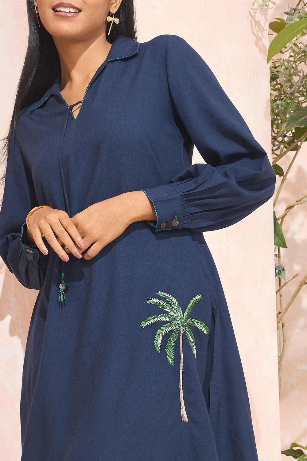 Blue Embroidered Viscose Kurta Set image number null