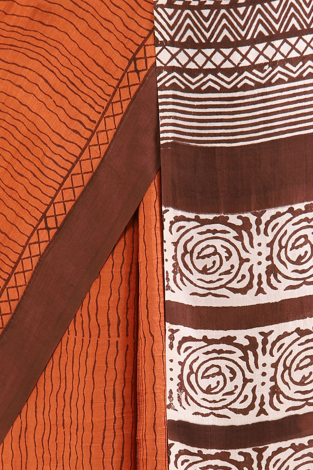 Dark Orange Pure Silk Printed Saree image number null