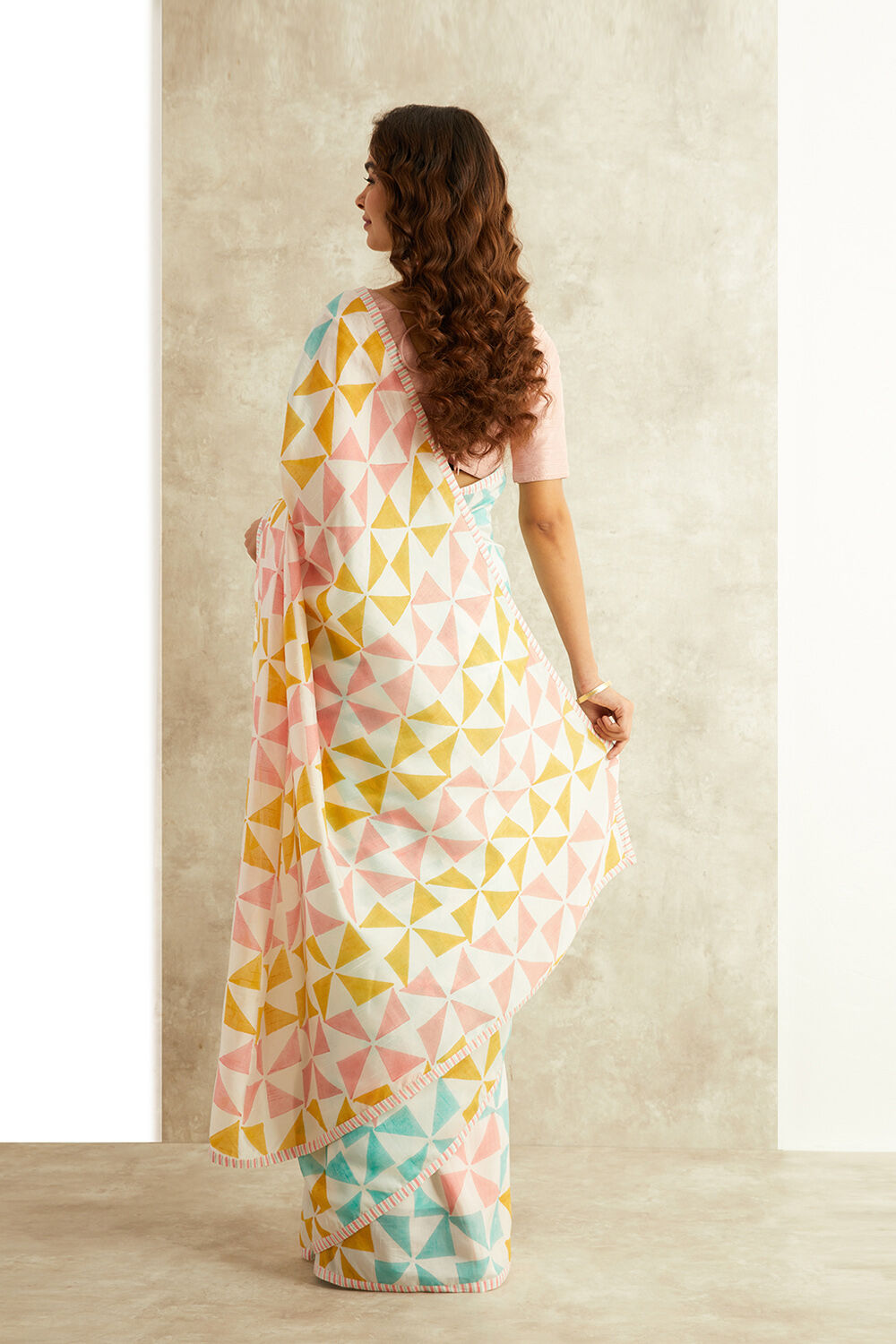 Blue Block Printed Viscose Luxe Rajasthan Saree image number null