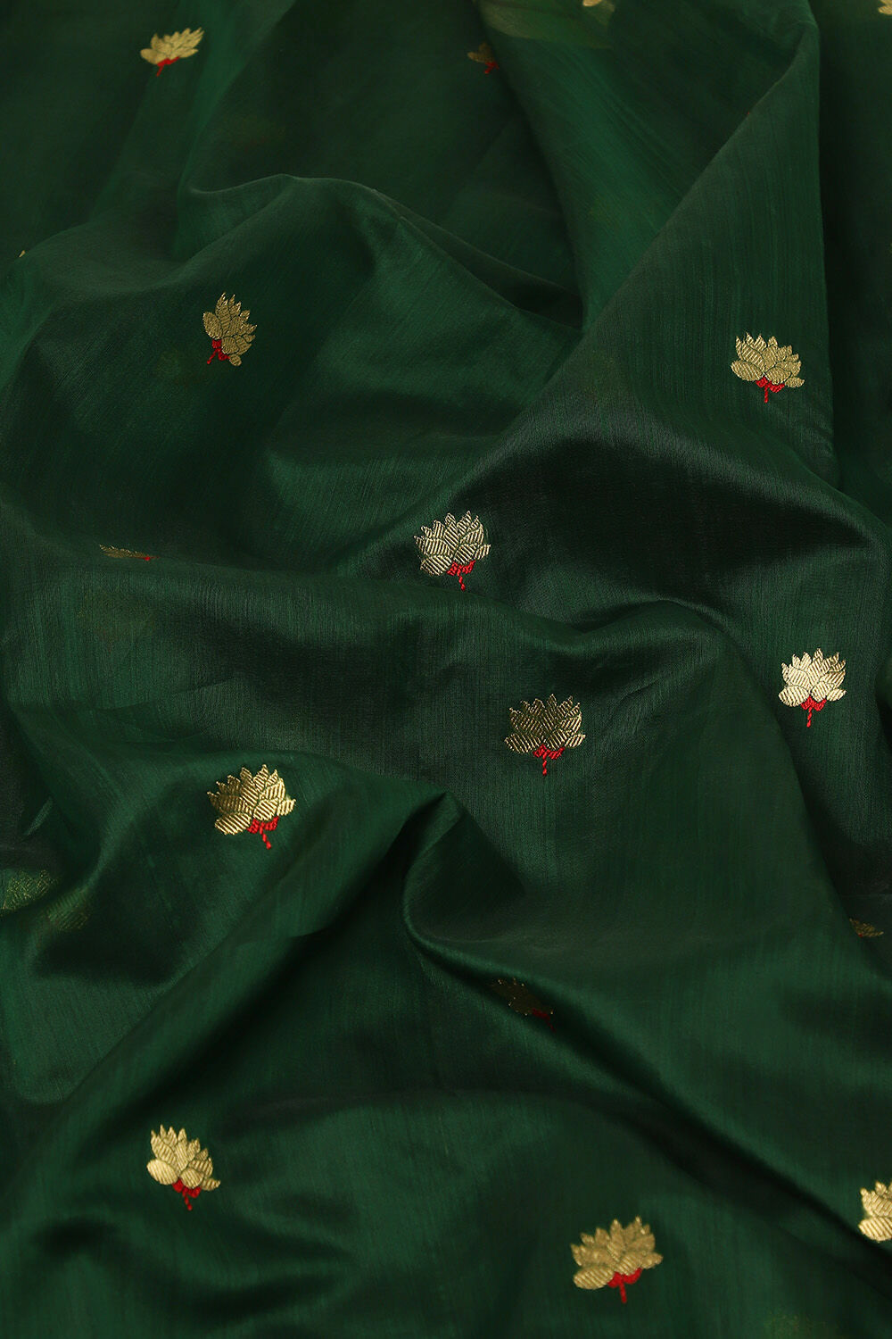 Dark Green Pure Silk Cotton Chanderi Saree image number null