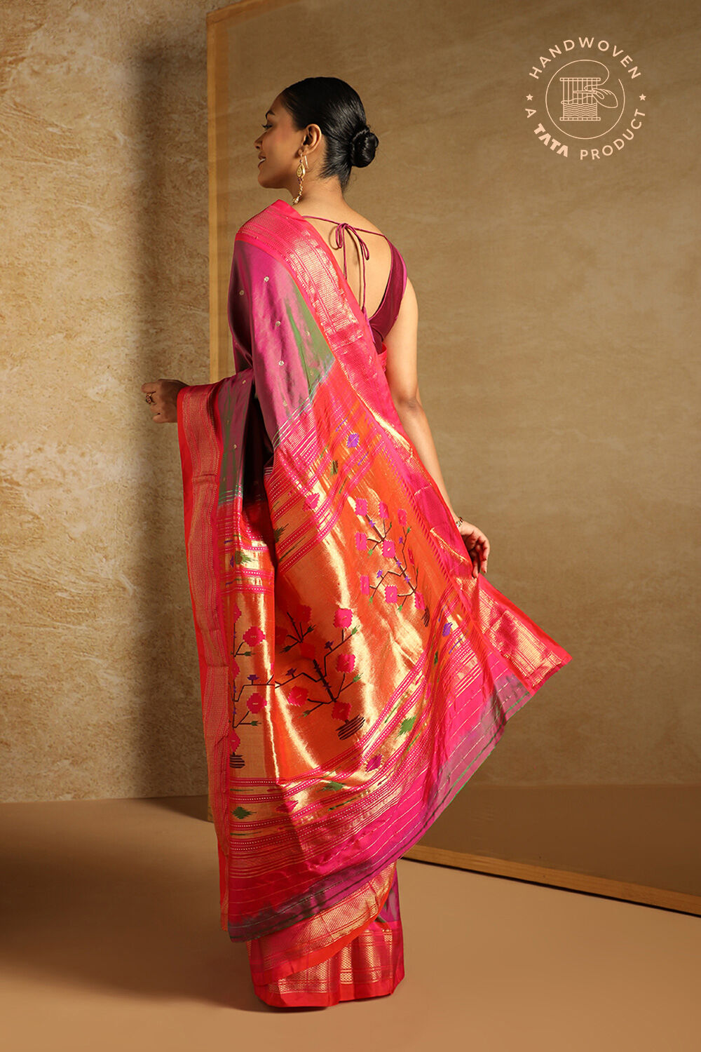 Voilet Pure Silk Paithani Saree image number null