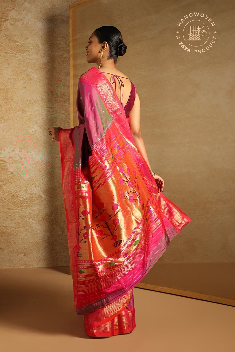 Voilet Pure Silk Paithani Saree image number null