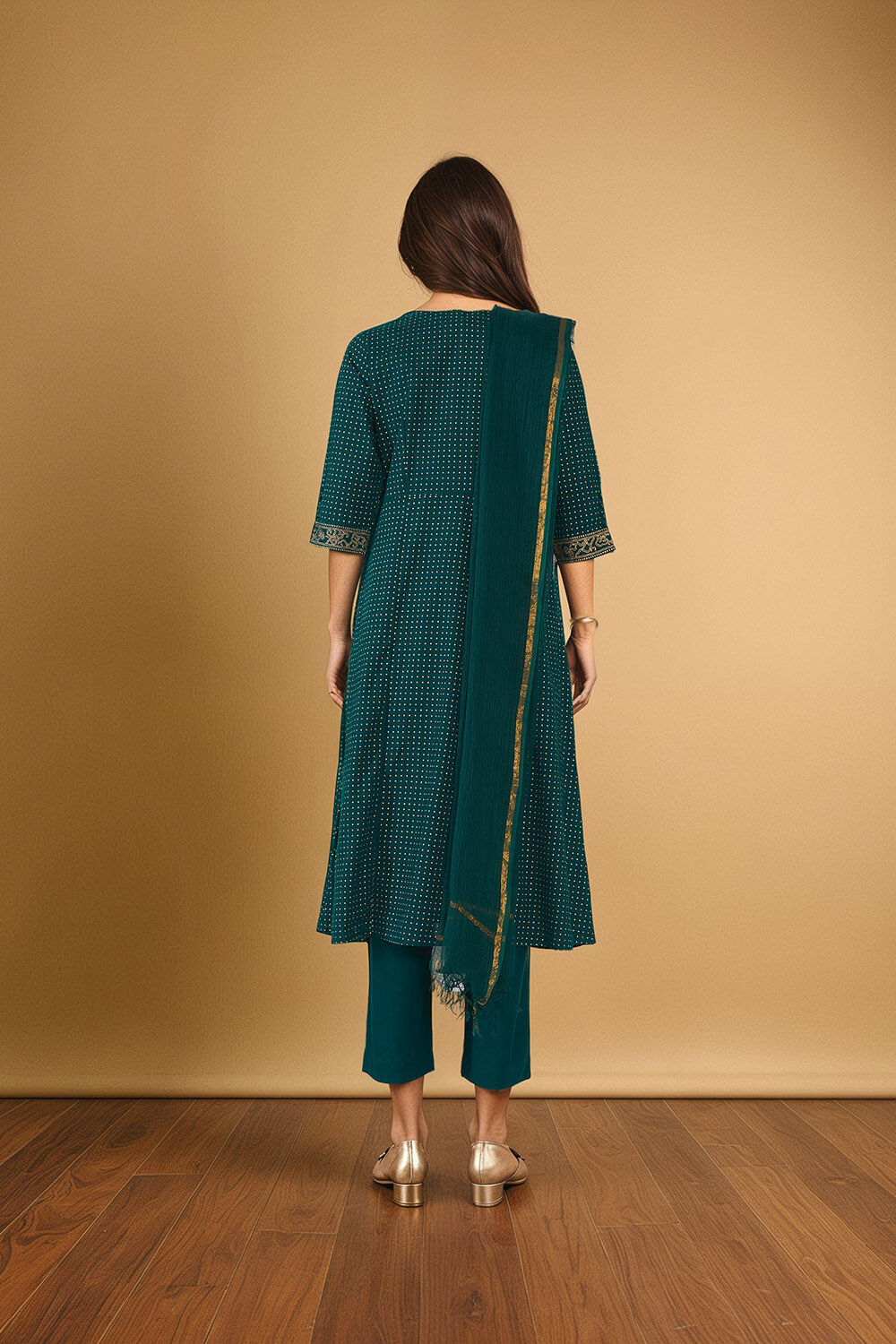 Dark Green Pure Cotton Screen Printed Kurta Set image number null