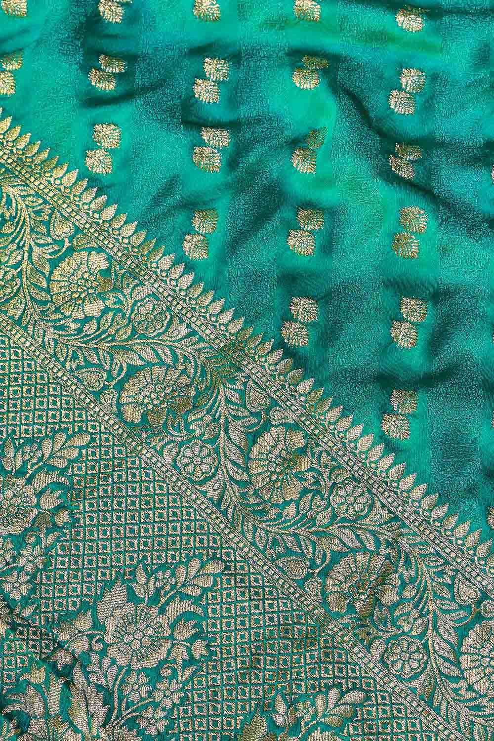 Green Woven Viscose Saree image number null