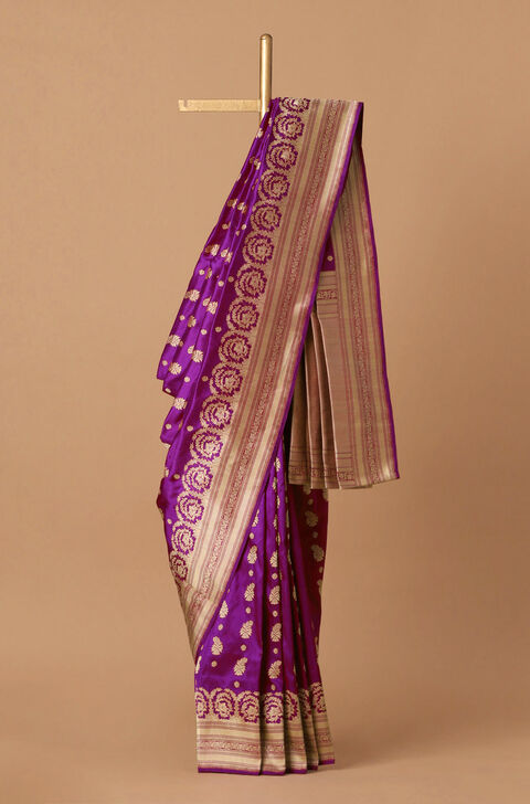 Light Violet Pure Silk Banarasi Saree