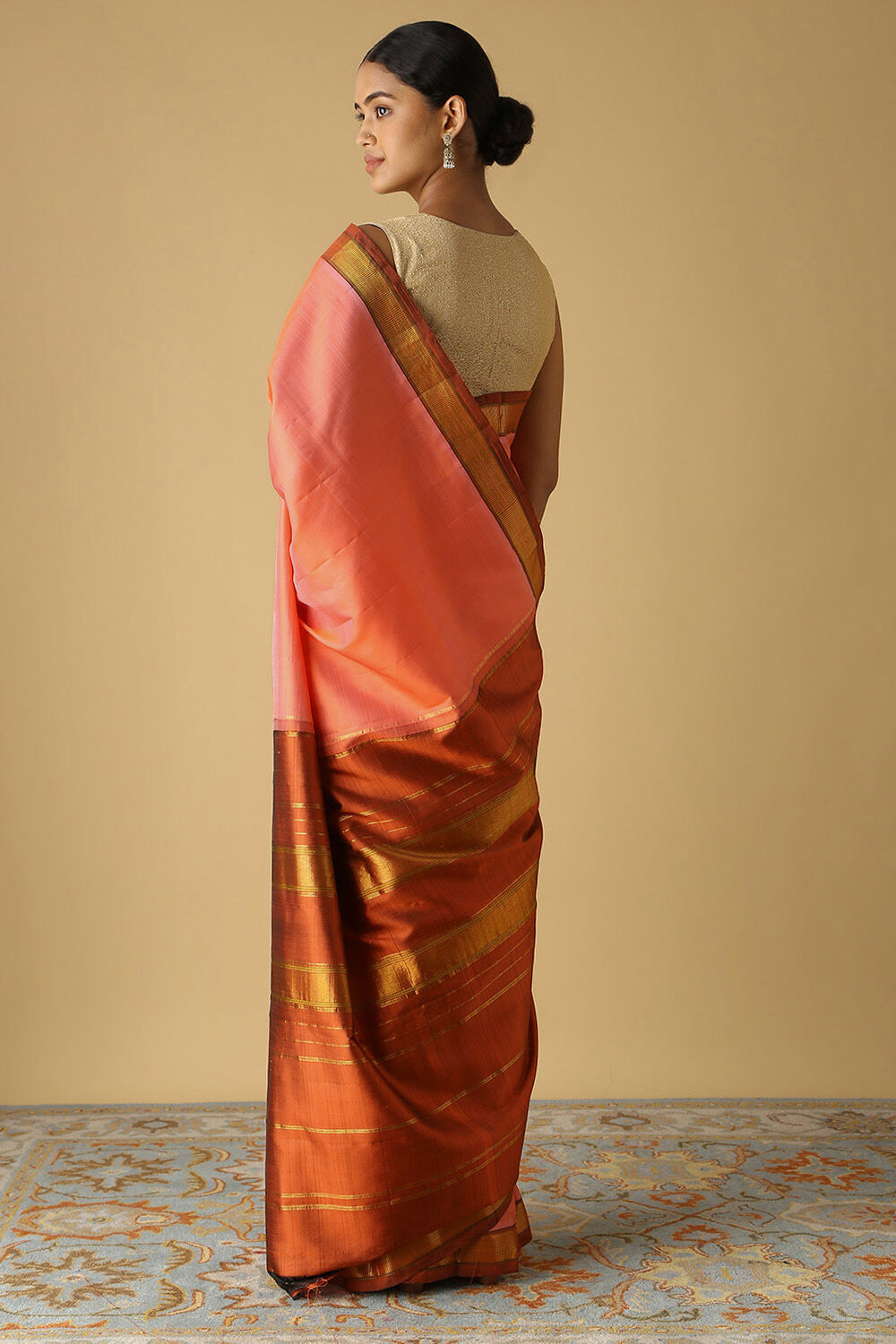 Light Orange Pure Silk Kanjivaram Saree image number null