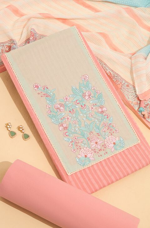 Light Pink Pure Cotton Embroidered Unstitched Suit Set