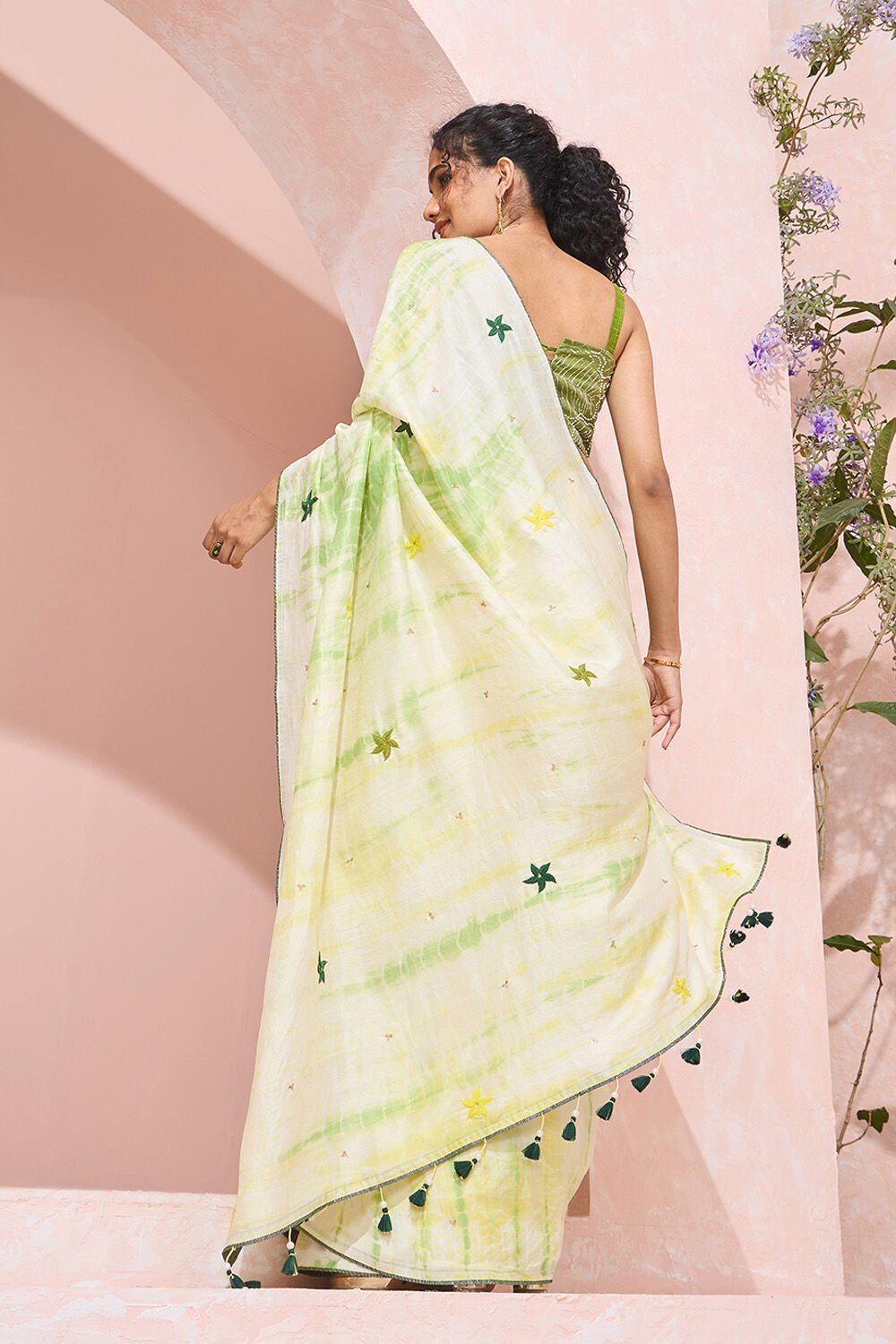 Light Green Murshidabad Pure Silk Embroidered Saree image number null