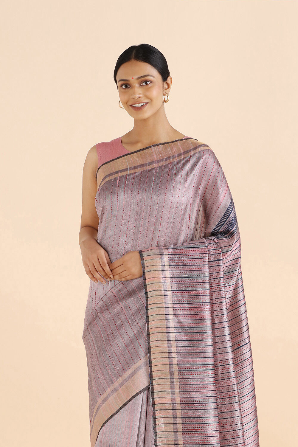 Violet Pure Tussar Silk Bhagalpuri Saree image number null
