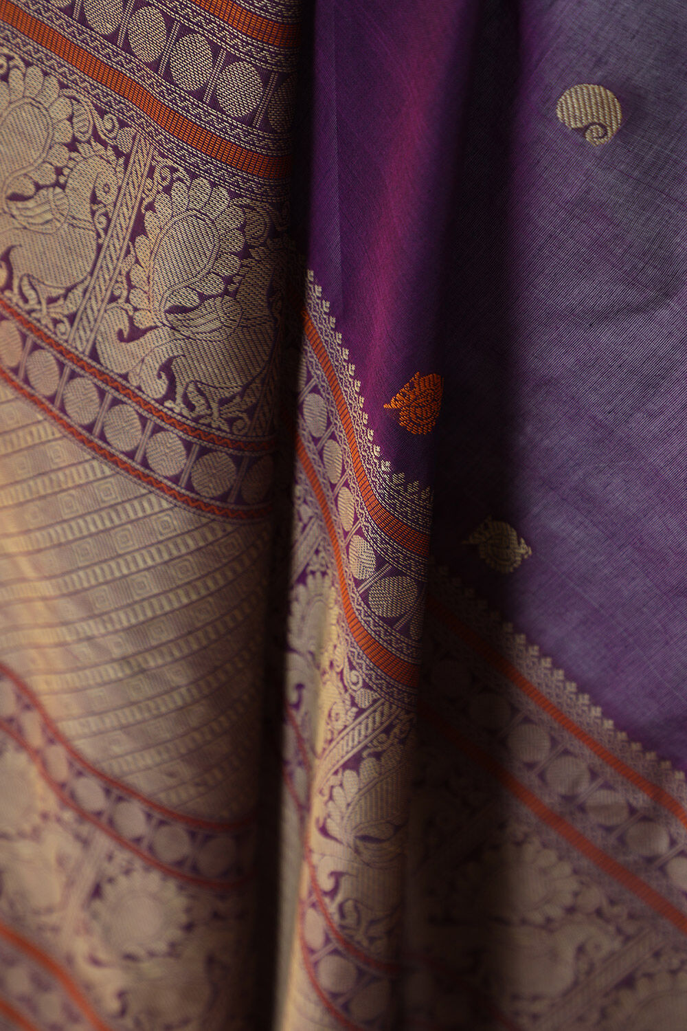 Purple Woven South Pure Cotton Saree image number null