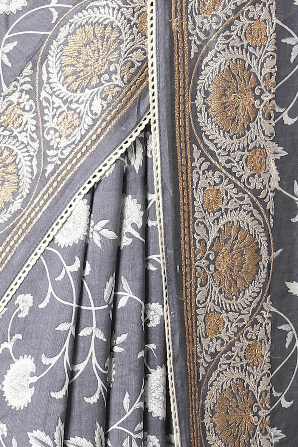 Grey Pure Silk Cotton Printed Saree image number null